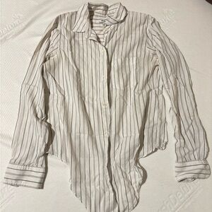 Madewell striped white tie up shirt